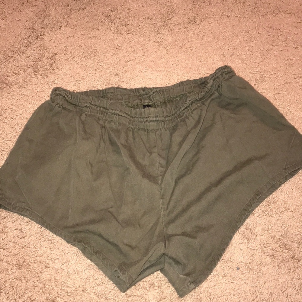 Green drawstring shorts
